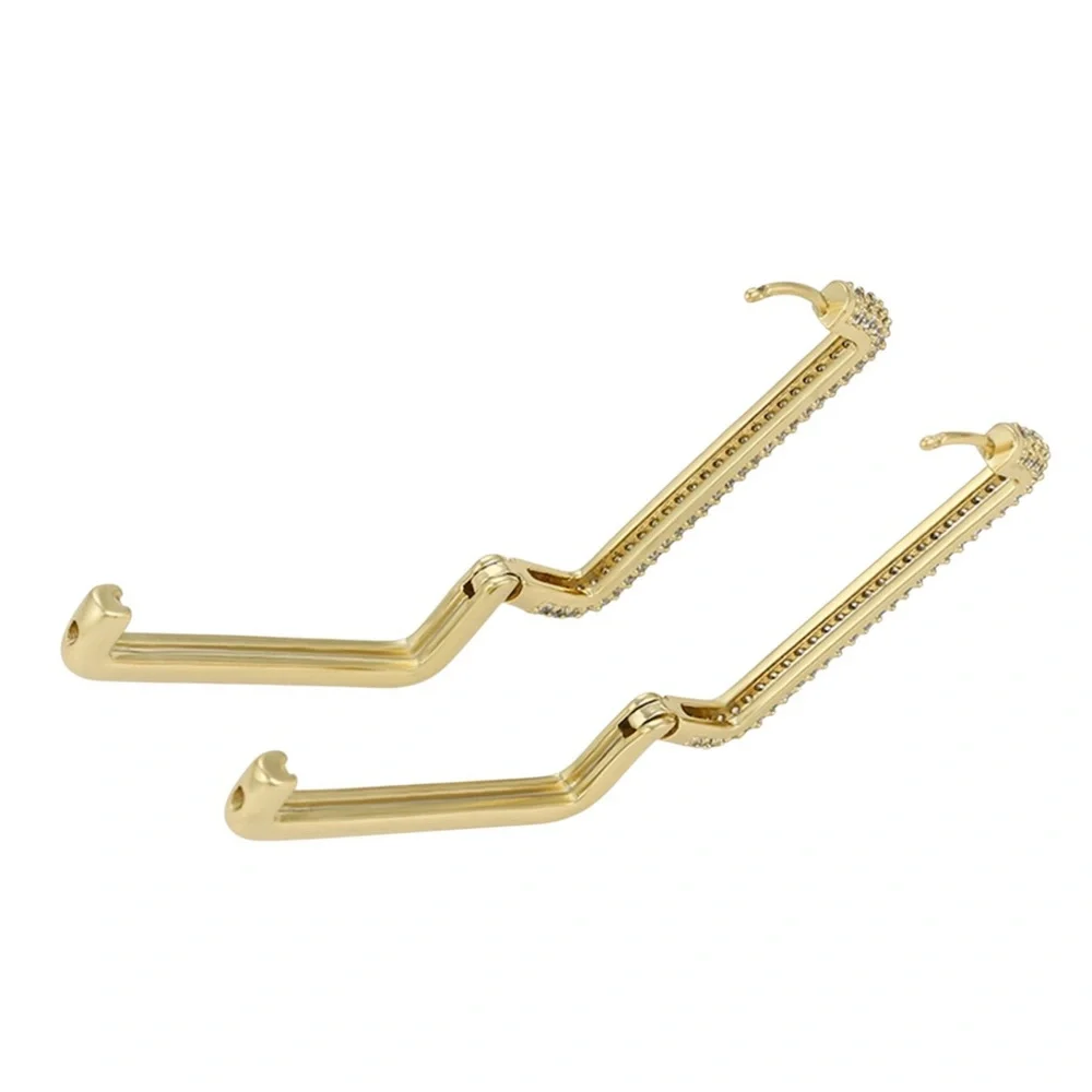 Last 1 🔥Rectangle Huggie Hoop Earrings 14k Gold Plated CZ Stone Tarnish Free